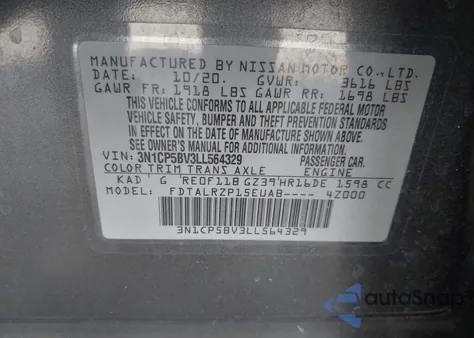 2020 Nissan Kicks S Xtronic Cvt from USA, damaged, VIN 3N1CP5BV3LL564329